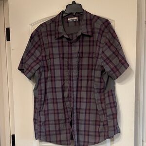 Magellan Outdoors Men's Purple and Gray Plaid Shirt